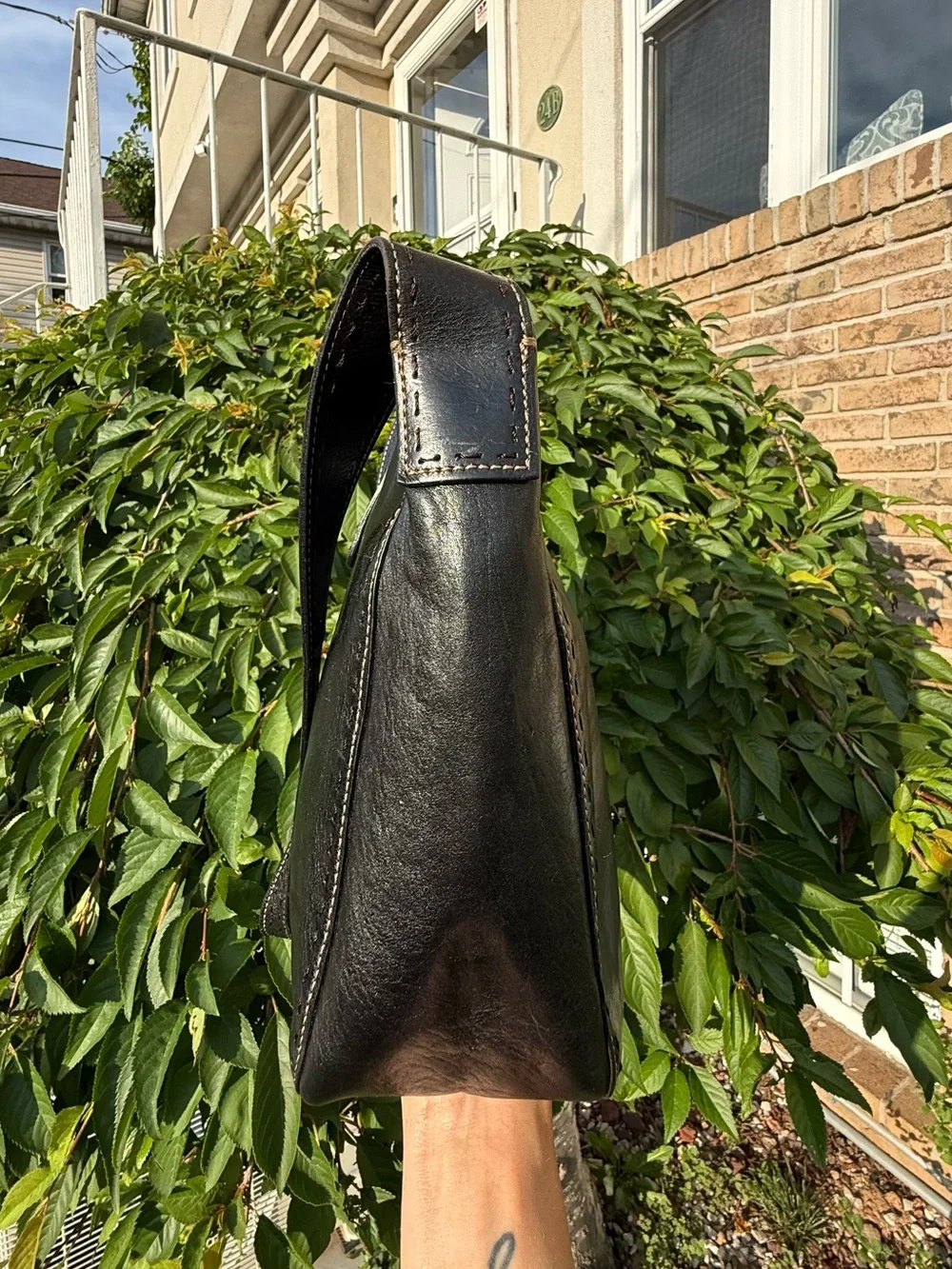 Fossil Vintage Y2K Black Leather Shoulder Bag Tote Purse